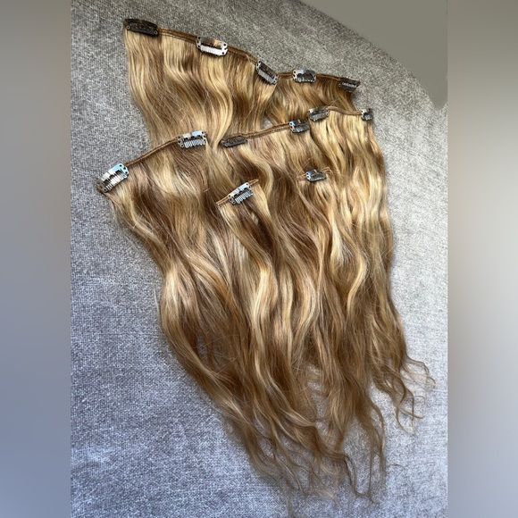 100% Remy Human Hair Golden Blonde Clip In Hair Extensions - Picture 7 of 7